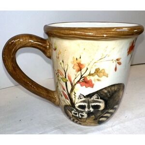 Certified International Susan Winget Fall Scene 4.25" Coffee Mug Raccoons EVC